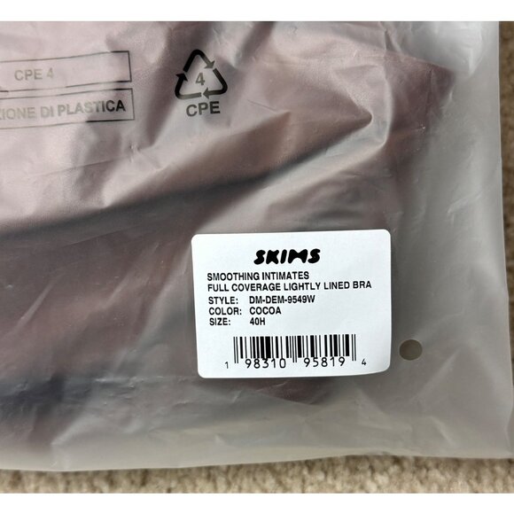 SKIMS SMOOTHING INTIMATES FULL COVERAGE BRA SIZE 40H IN COCOA NWT $56 - Picture 9 of 9